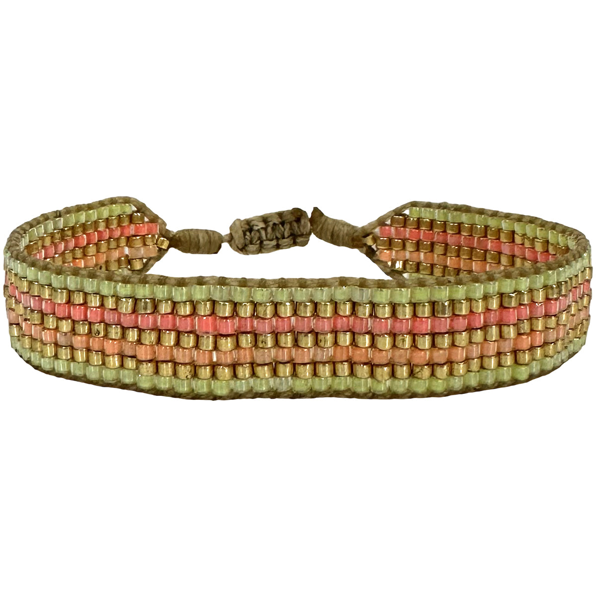 Handmade Sandy Bracelet In Neon and Golden Tones