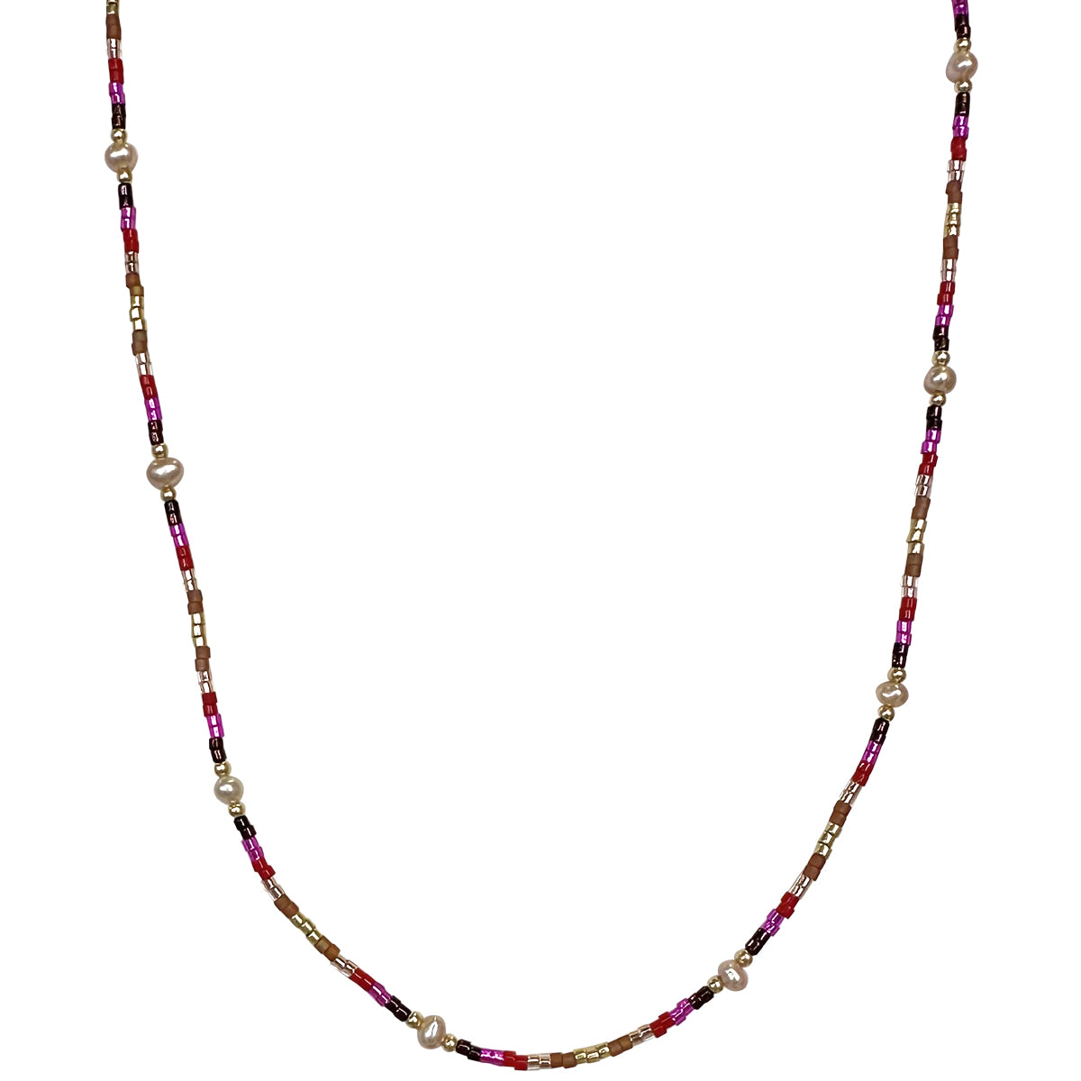 Handmade Necklace in Pink Tones Featuring Freshwater Pearls