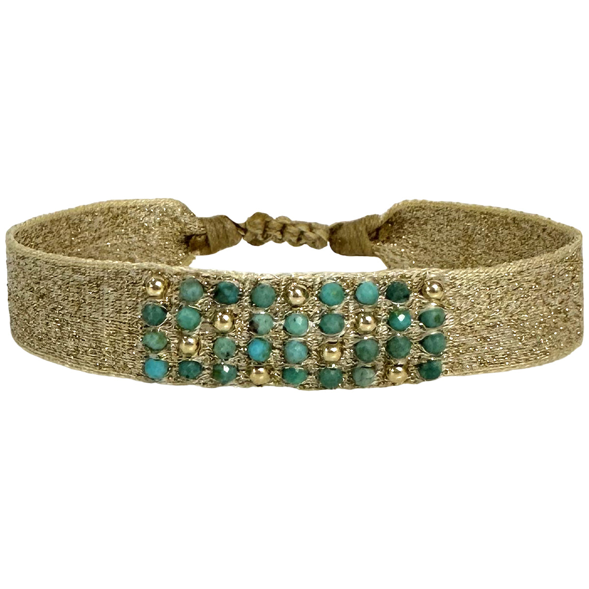 Rosario Handmade Bracelet Featuring Turquoise and Gold Beads