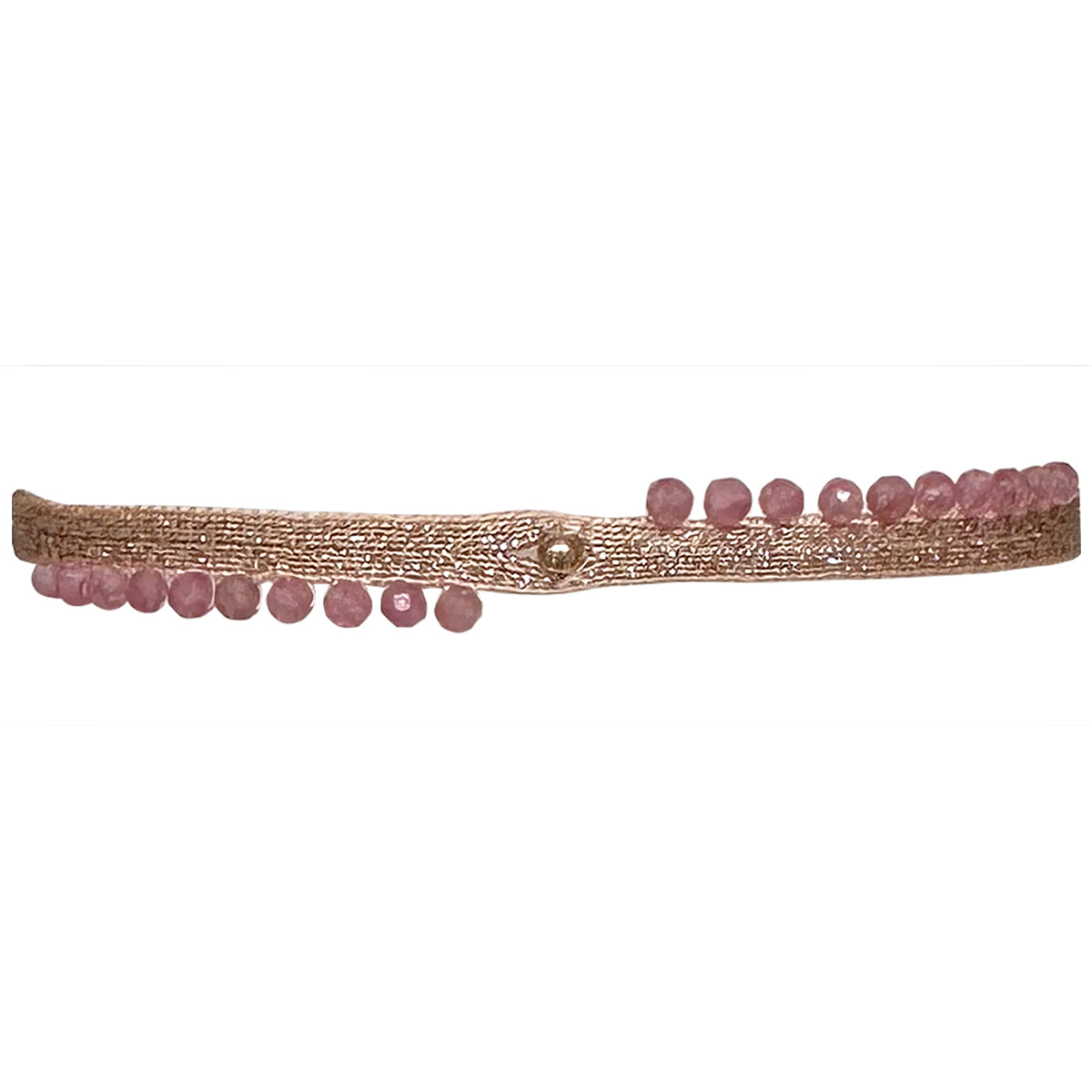 Handmade Peacock Bracelet Featuring Pink Tourmaline and Rose Gold Detail