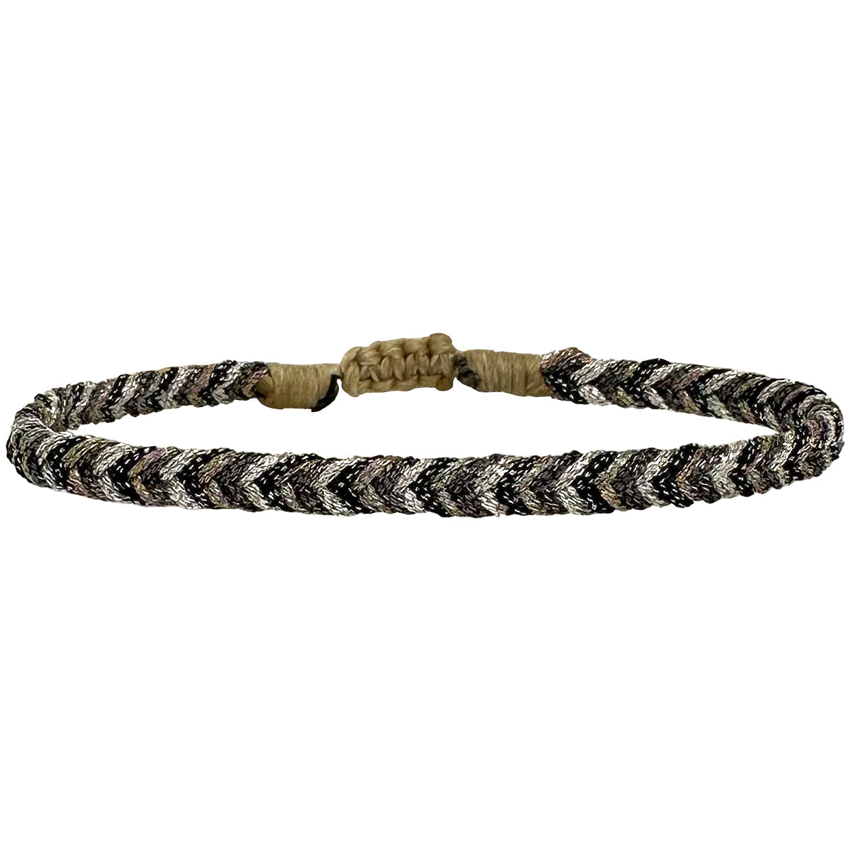 Trenza Handmade Bracelet in Black and Silver tones